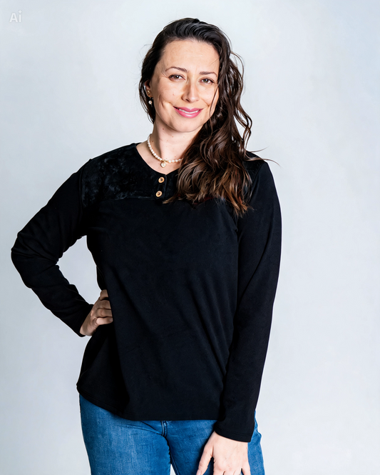 Polera Pamela Gamuza Negro