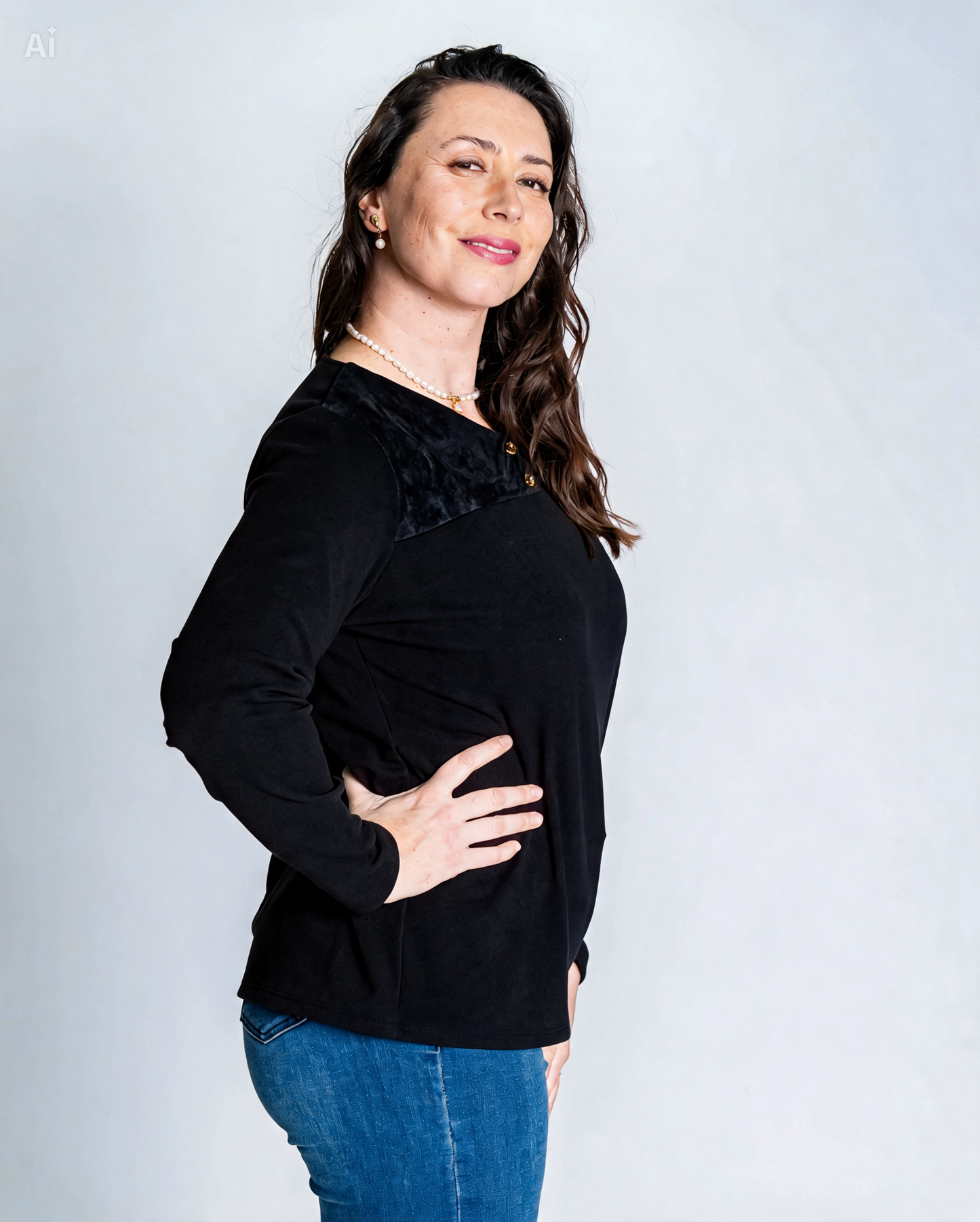 Polera Pamela Gamuza Negro