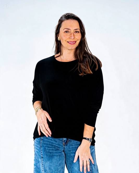 Polera Hilo Liso Miriam Negro