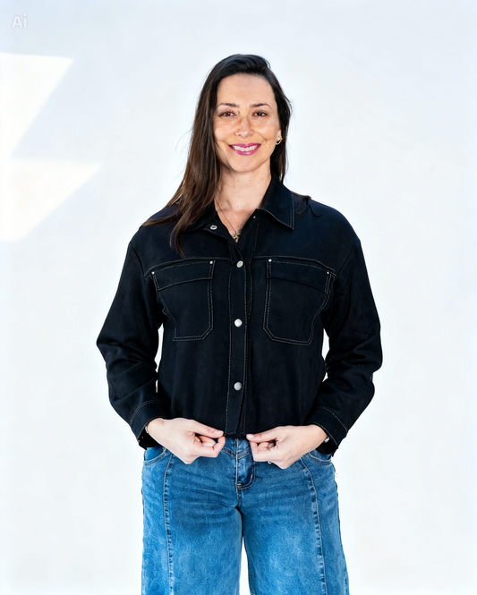 Chaqueta Biker Jesu Gamuza Negro