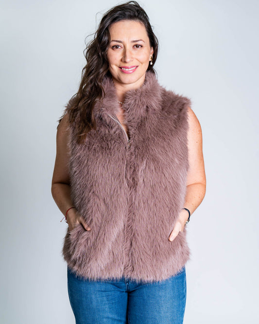 Chaqueta Efecto Piel Rosada
