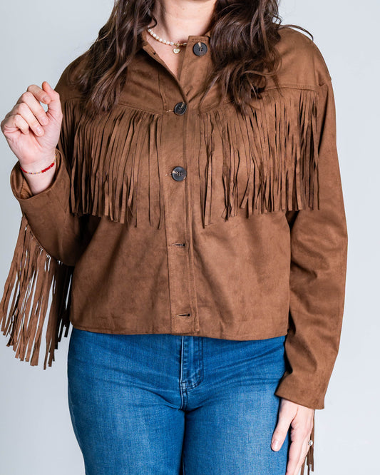Chaqueta Gamuza Flecos Café