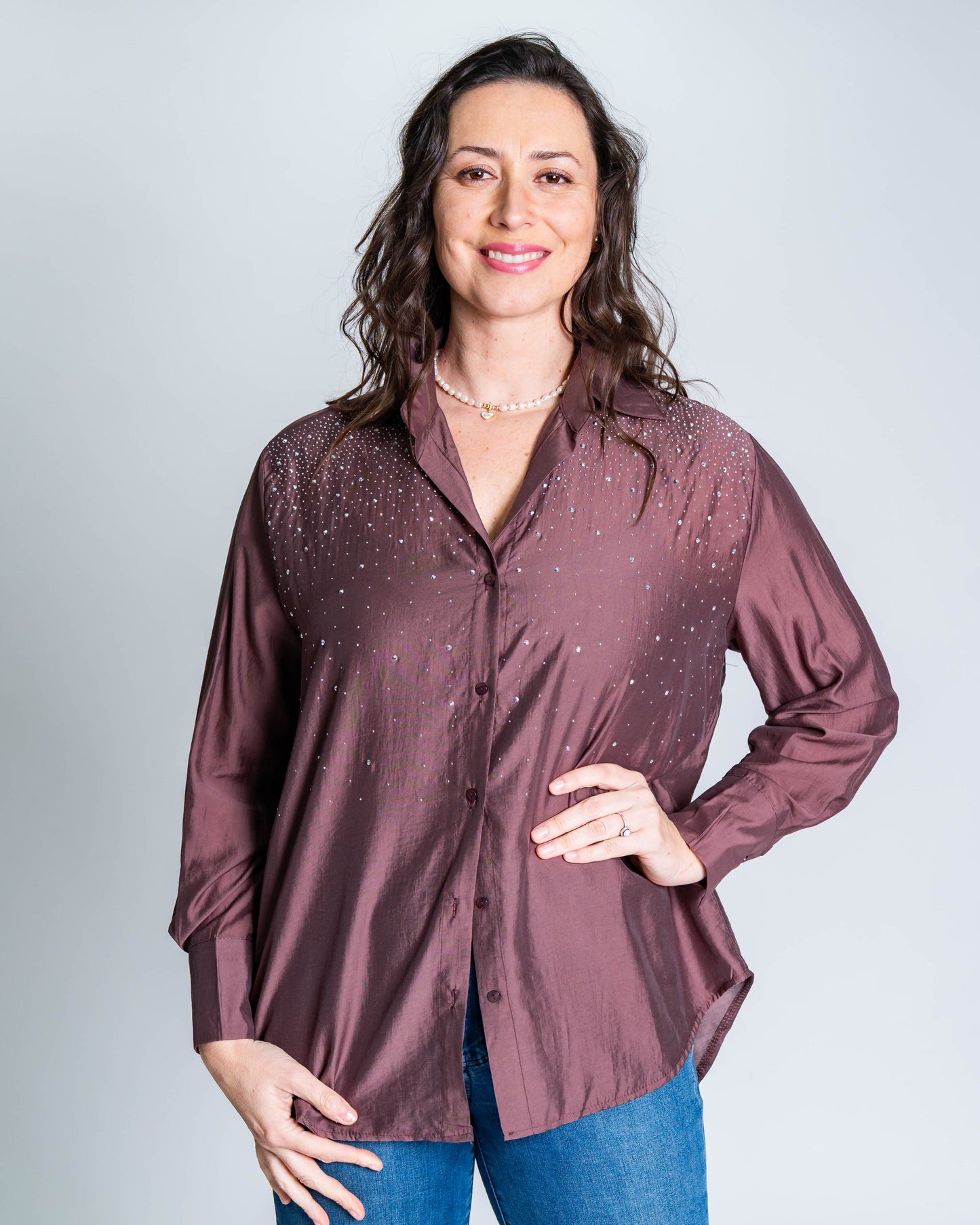 Blusa Brillitos Café