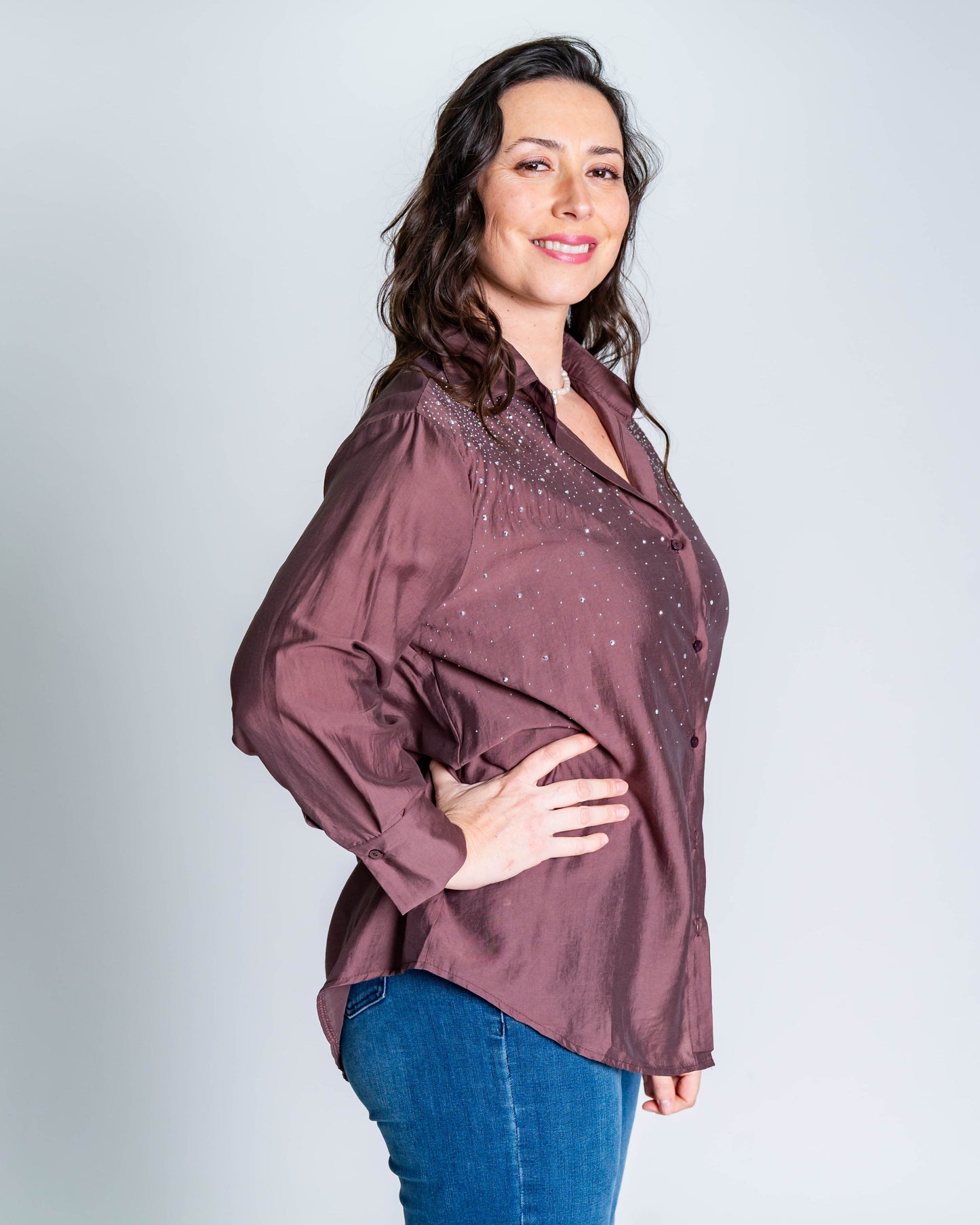 Blusa Brillitos Café