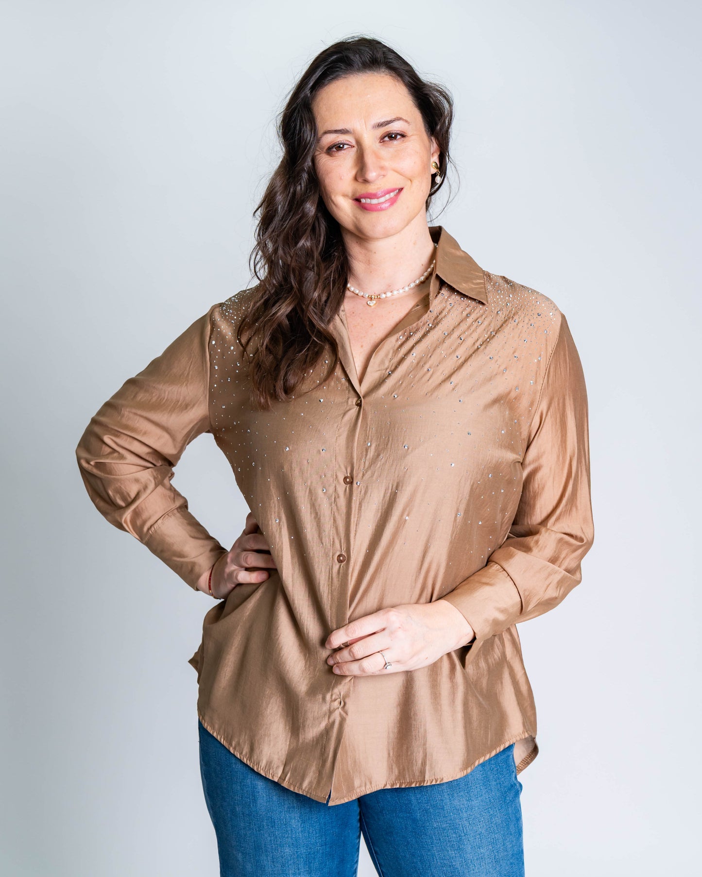 Blusa Brillitos Camel