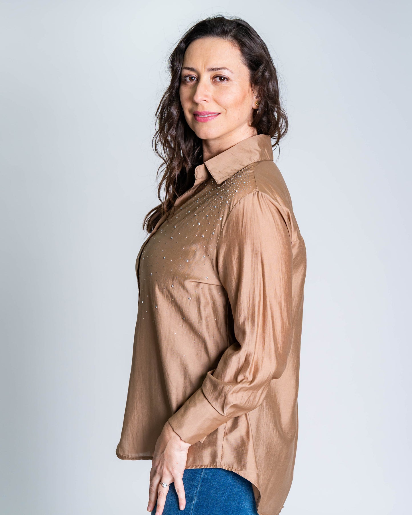 Blusa Brillitos Camel