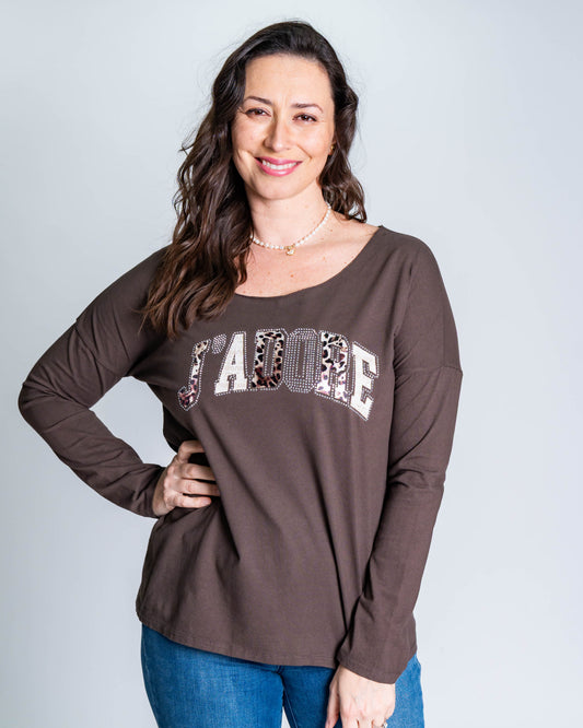Polera Jadore Piedritas Café