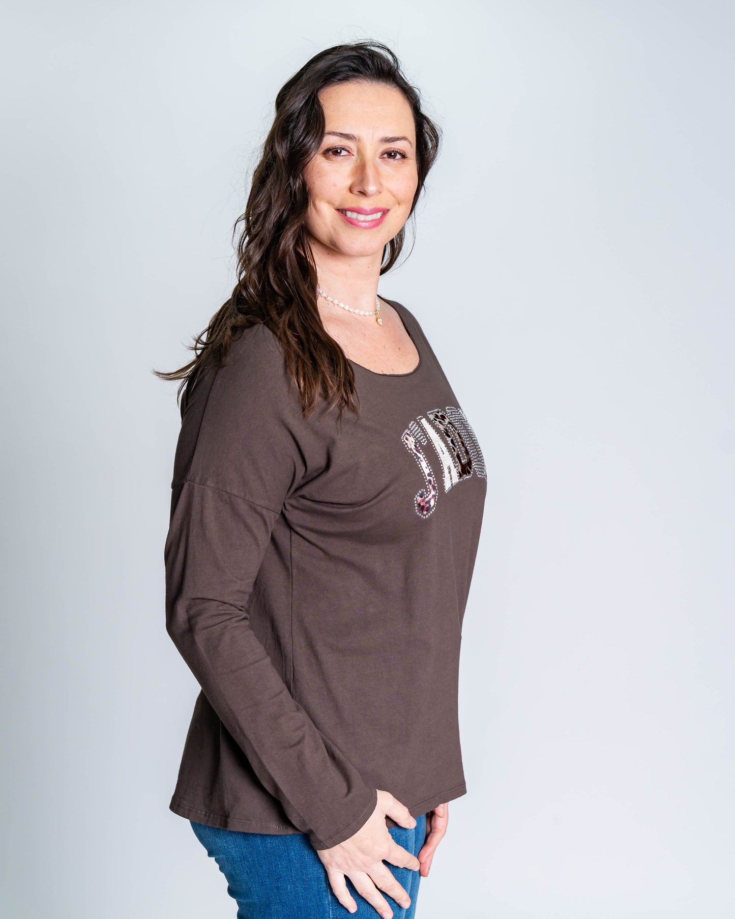 Polera Jadore Piedritas Café