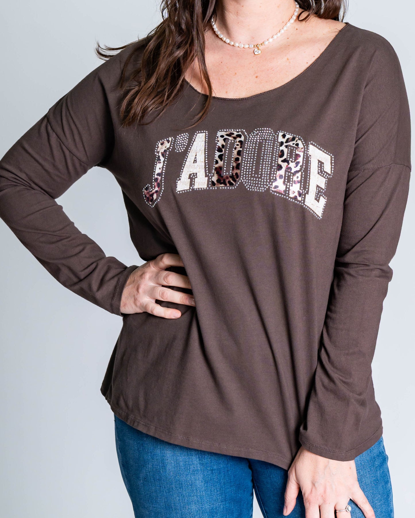 Polera Jadore Piedritas Café