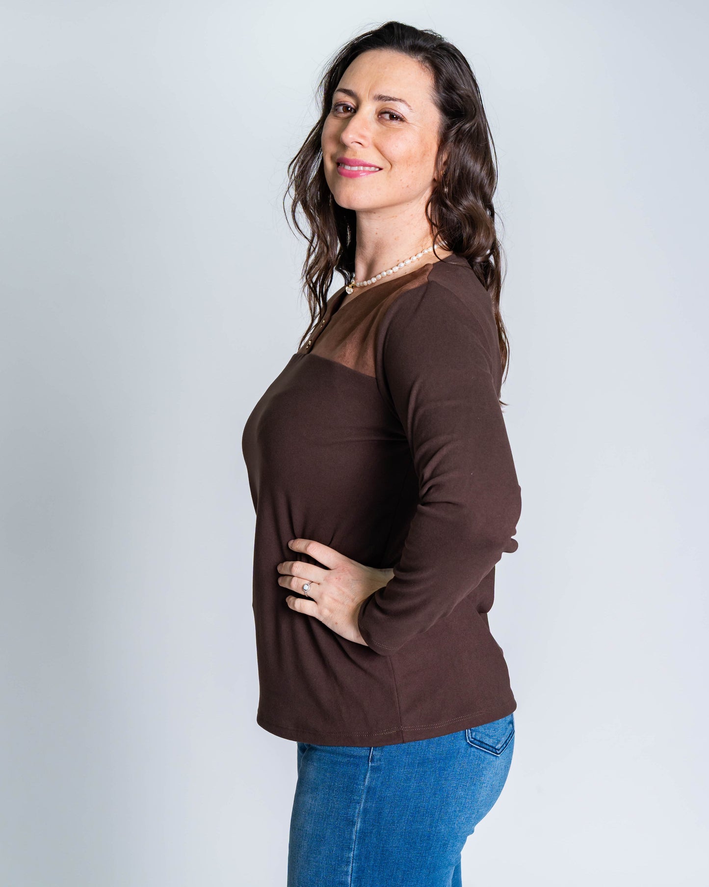 Polera Pamela Gamuza Chocolate