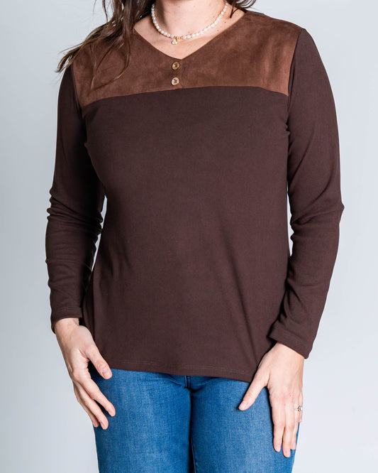 Polera Pamela Gamuza Chocolate