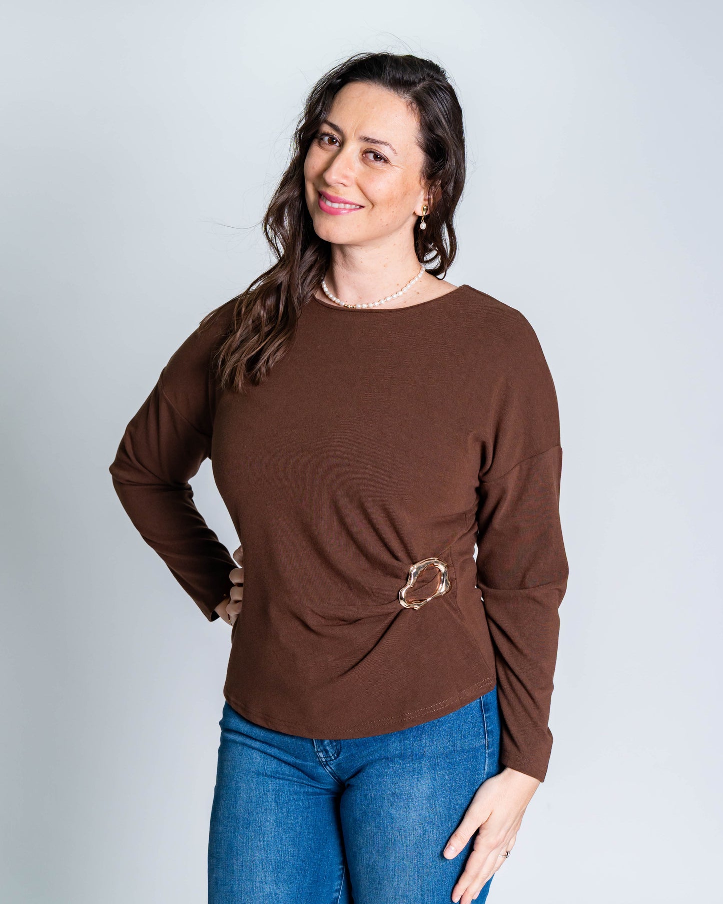 Polera Rosita Hebilla Café