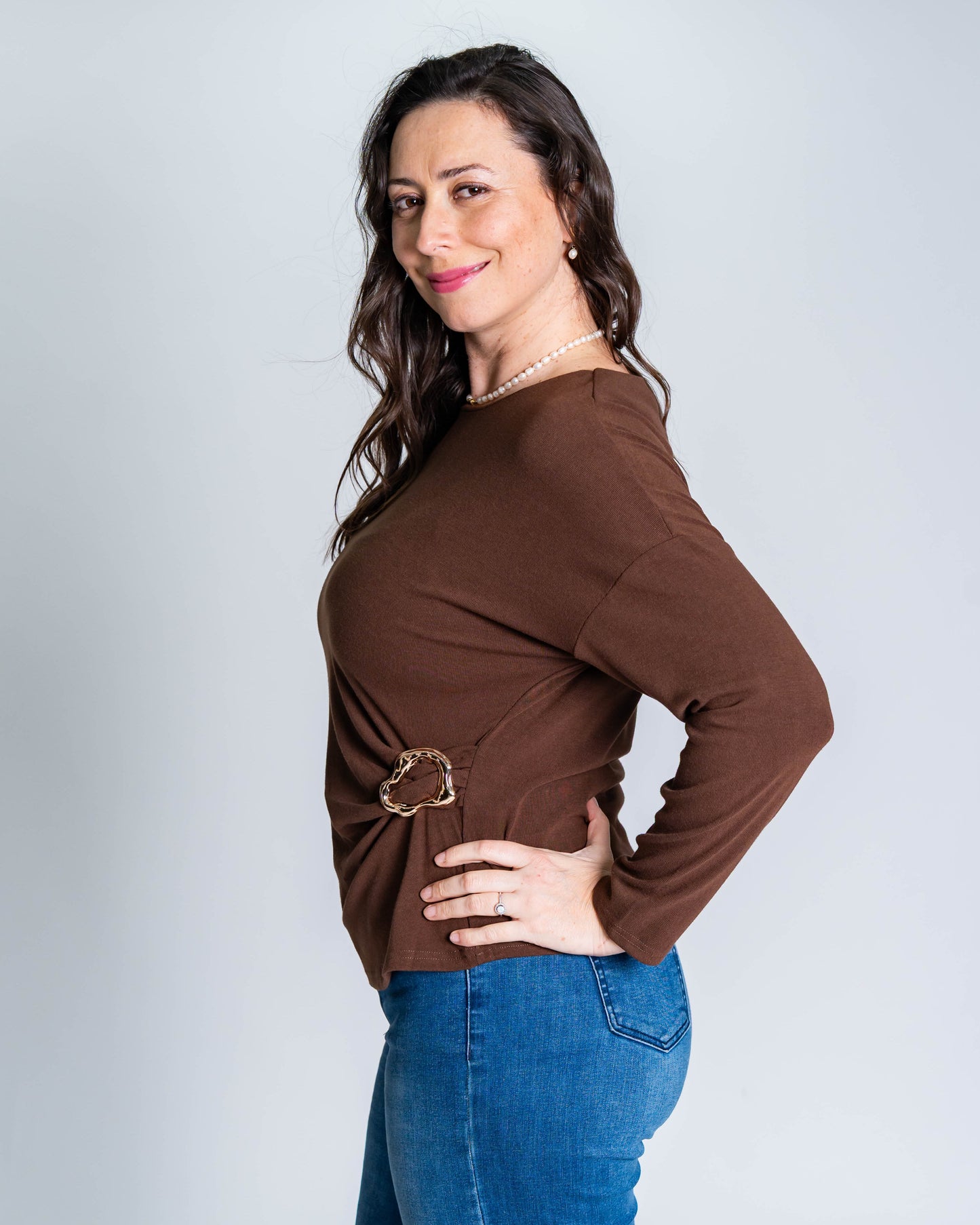 Polera Rosita Hebilla Café