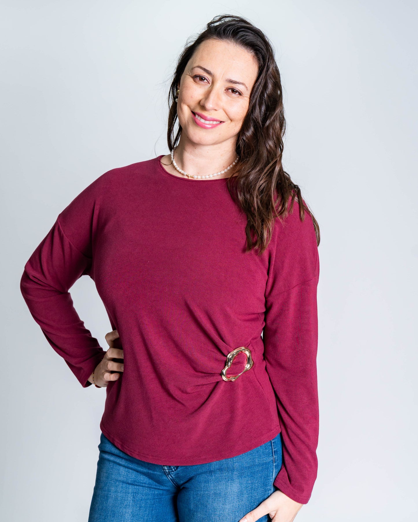 Polera Rosita Hebilla Burdeo