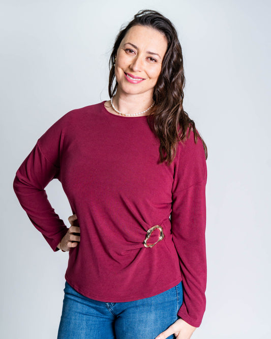 Polera Rosita Hebilla Burdeo