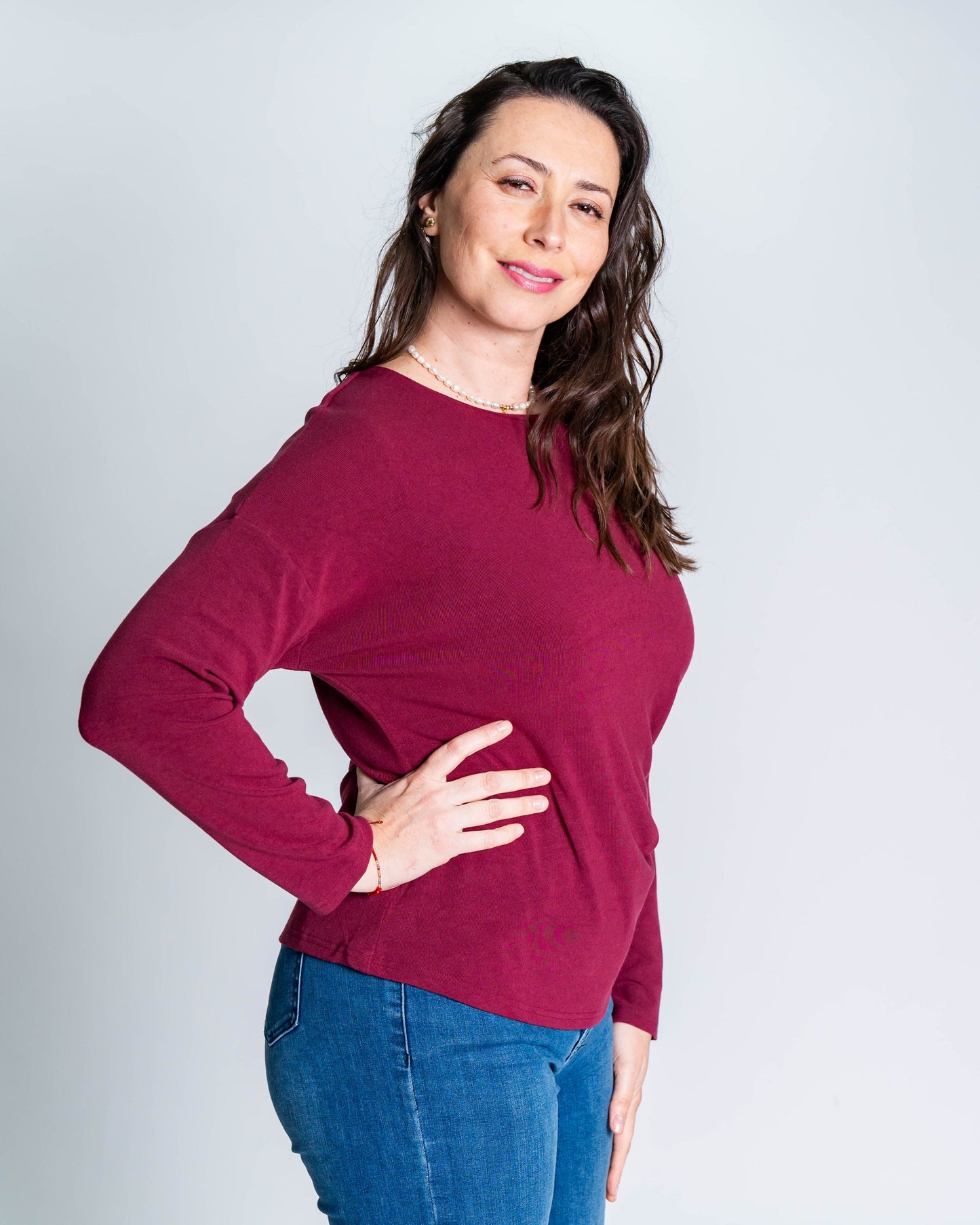 Polera Rosita Hebilla Burdeo