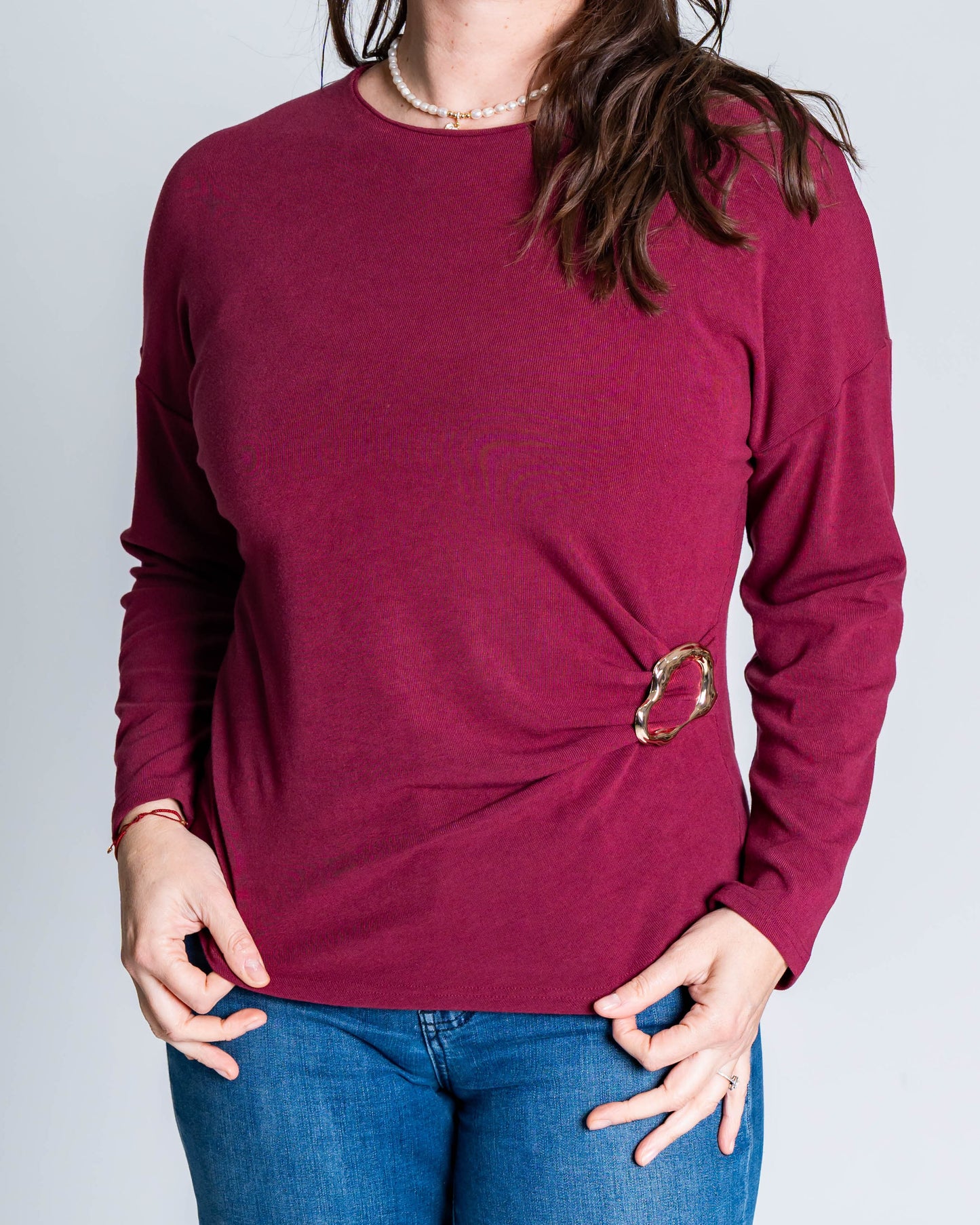 Polera Rosita Hebilla Burdeo