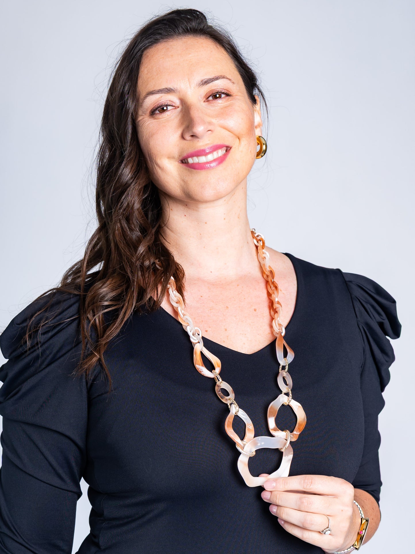 Collar Cadena Círculos Beige