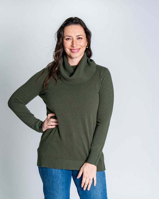 Sweater Cuello Alto Brillitos Verde