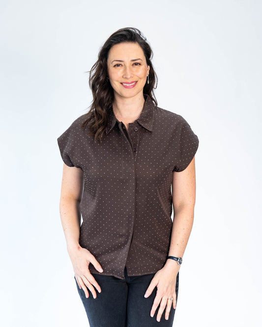 Blusa Trinidad Brillos Café