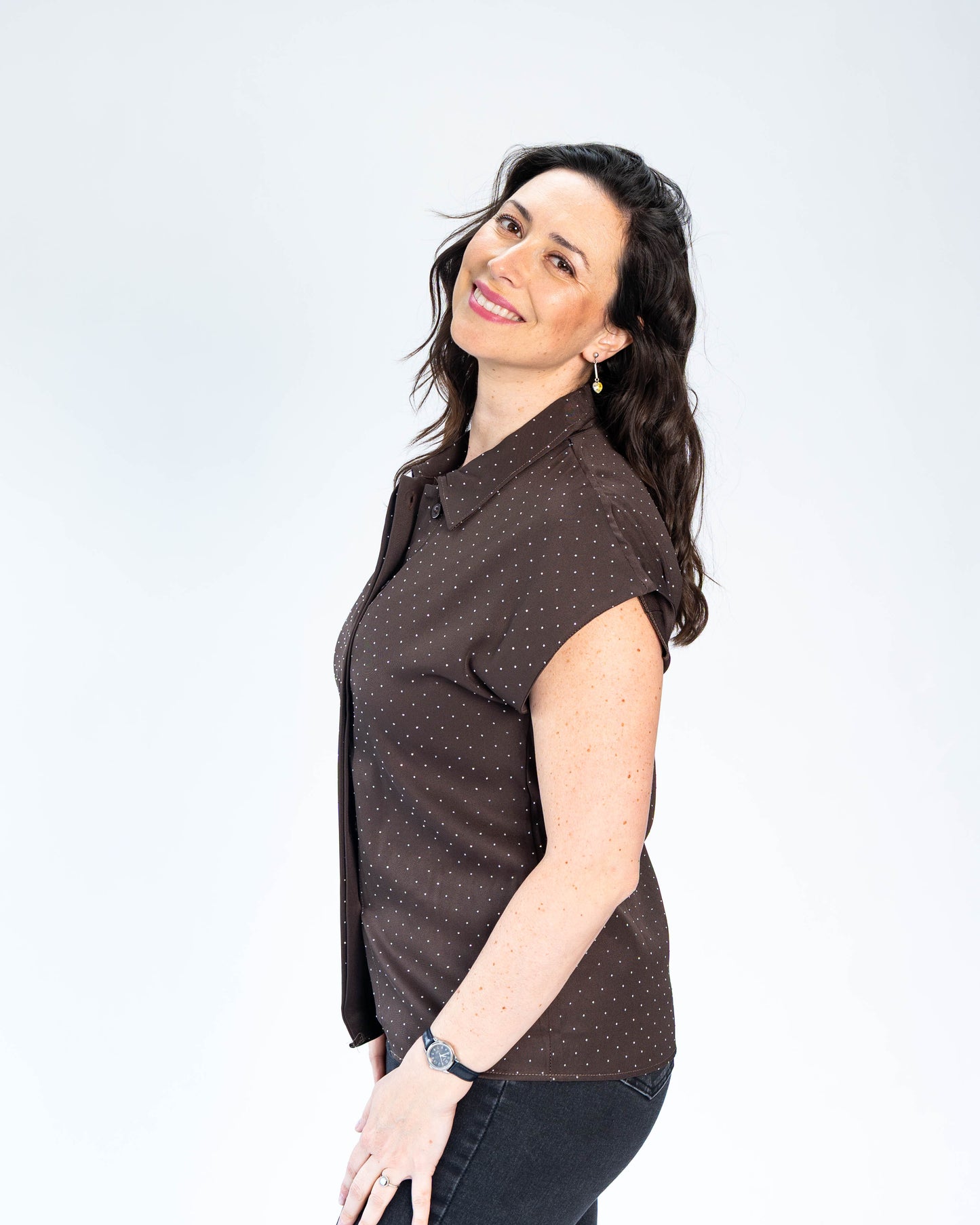 Blusa Trinidad Brillos Café