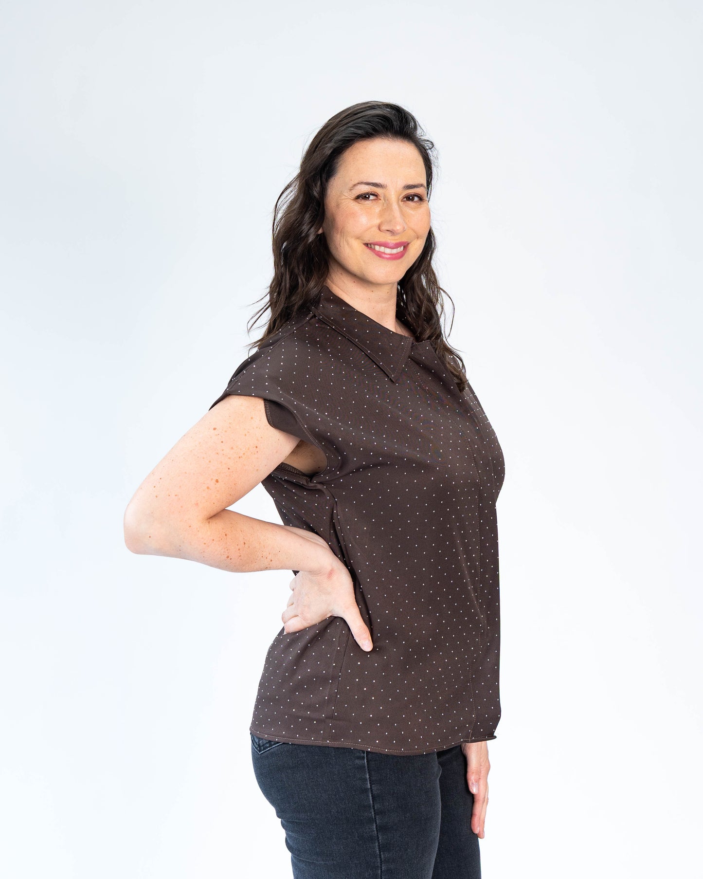 Blusa Trinidad Brillos Café