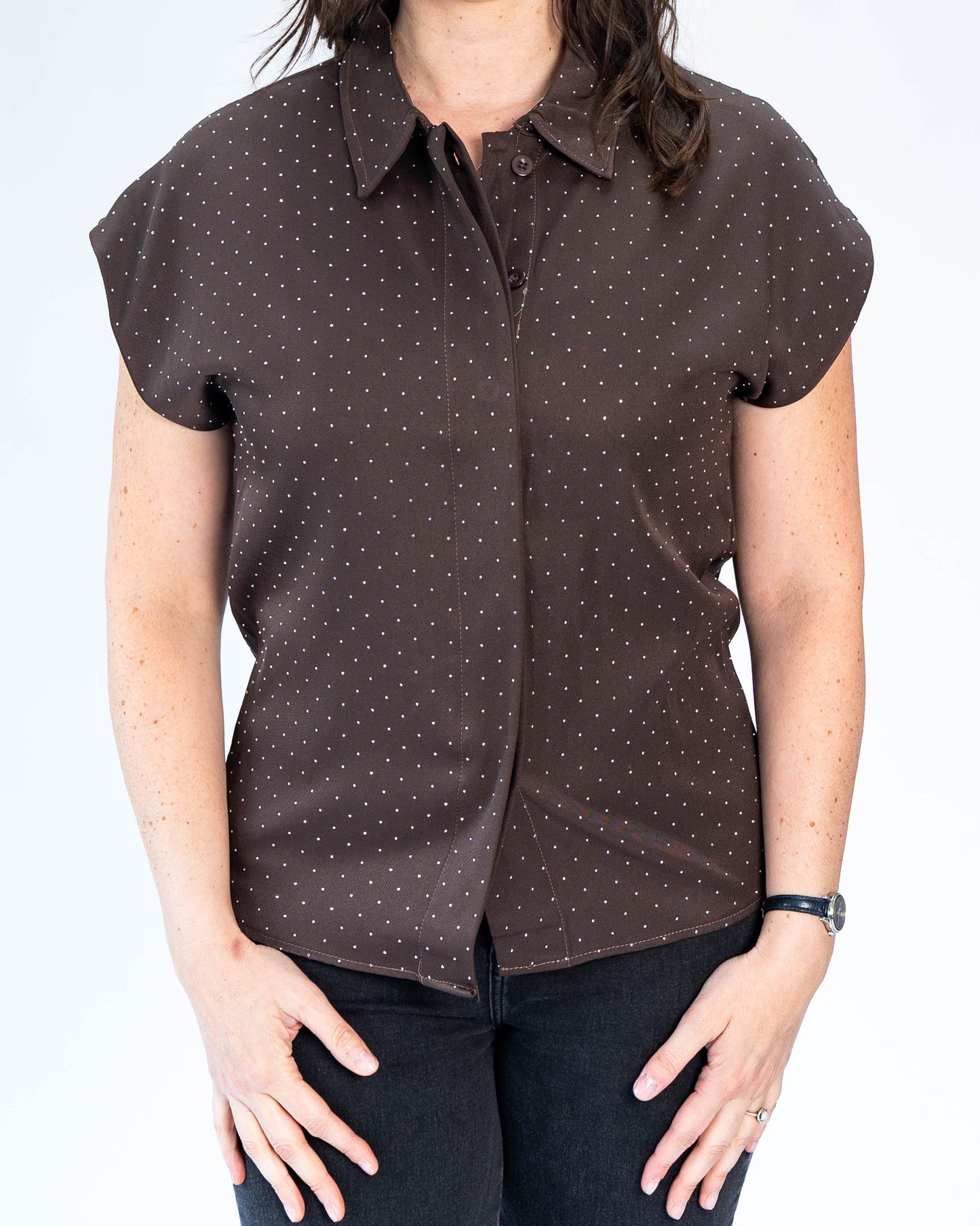 Blusa Trinidad Brillos Café