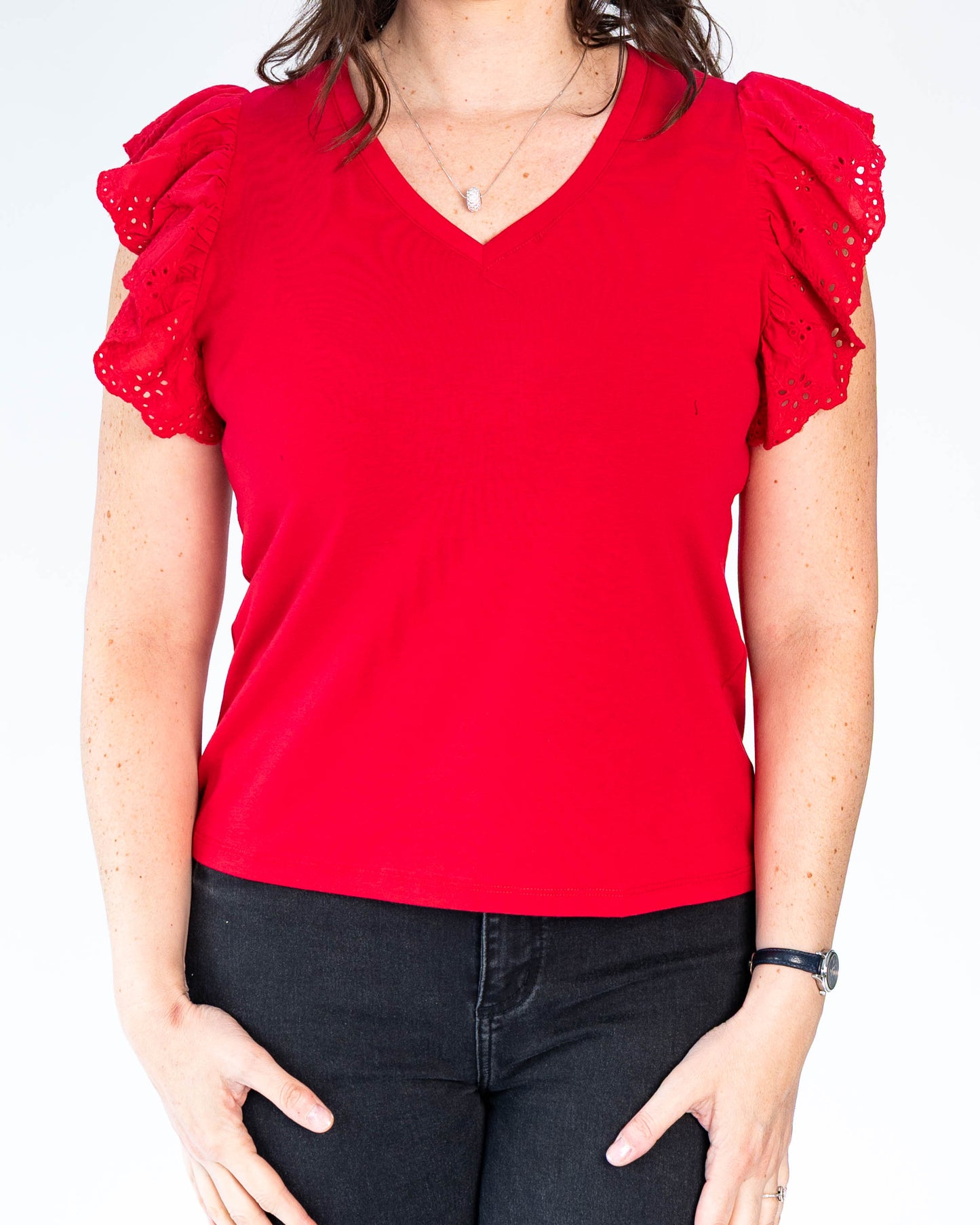 Polera Mangas Brodeli Rojo