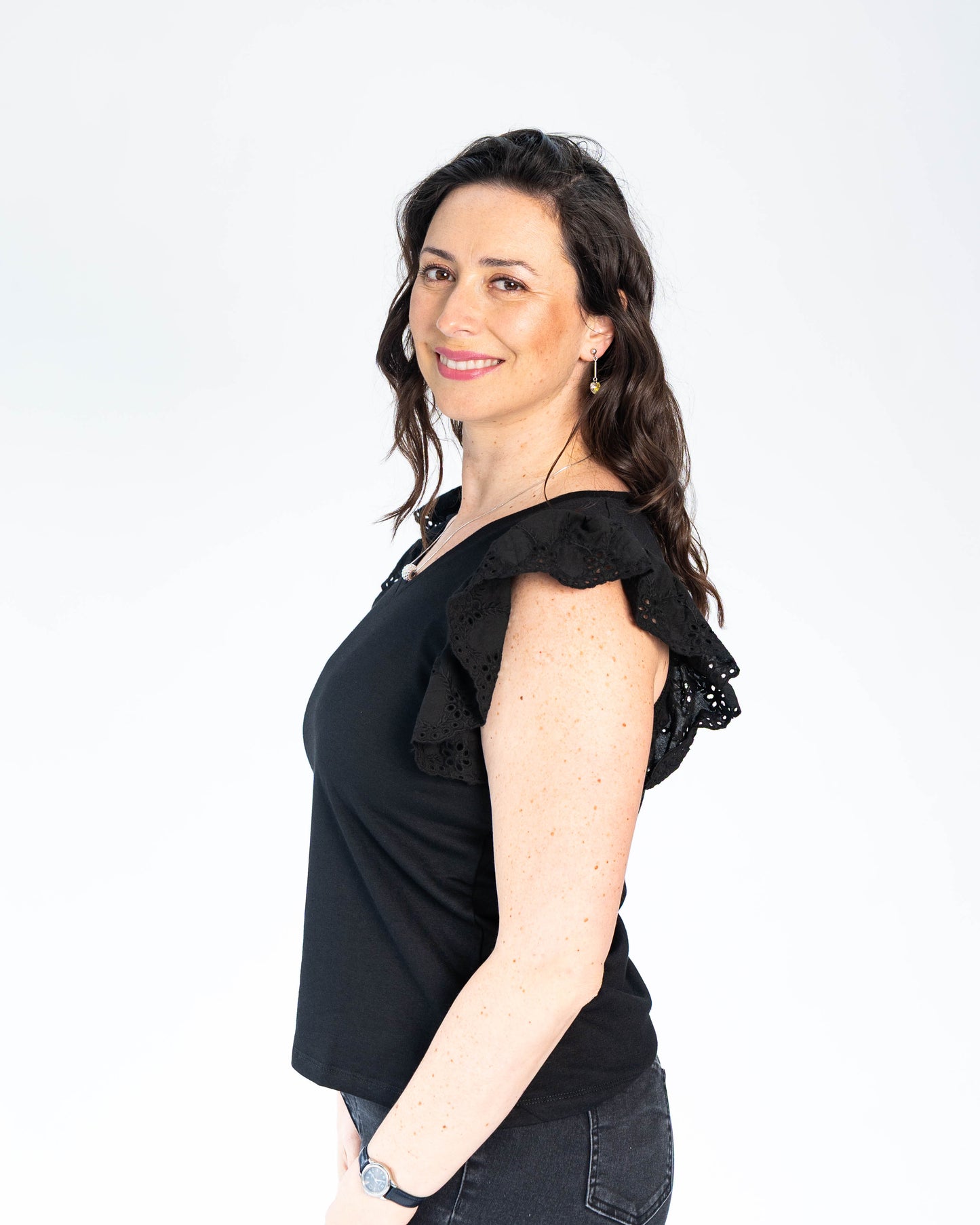 Polera Mangas Brodeli Negro