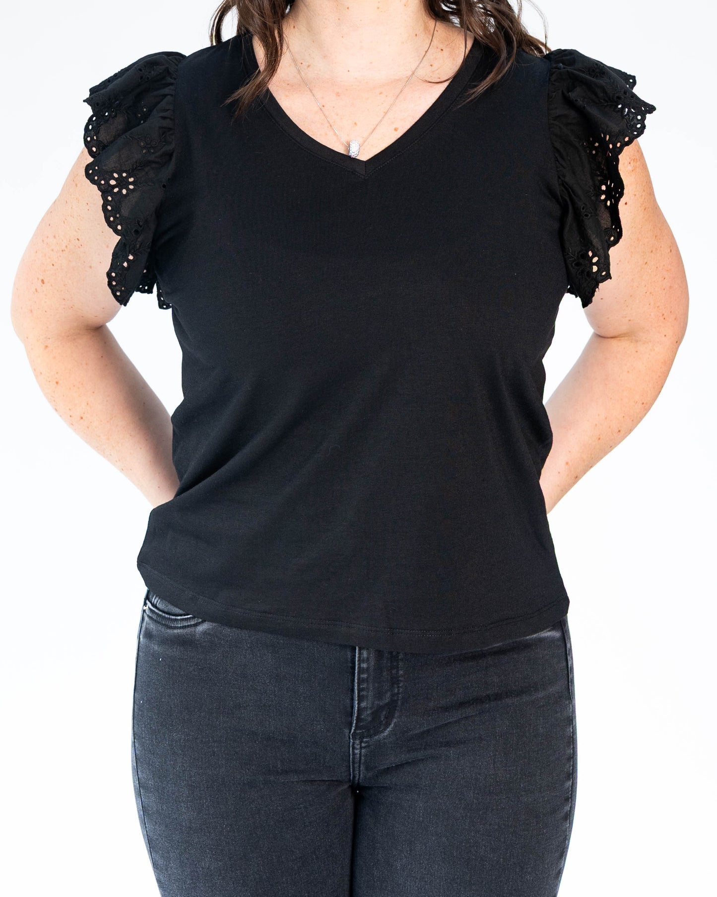 Polera Mangas Brodeli Negro