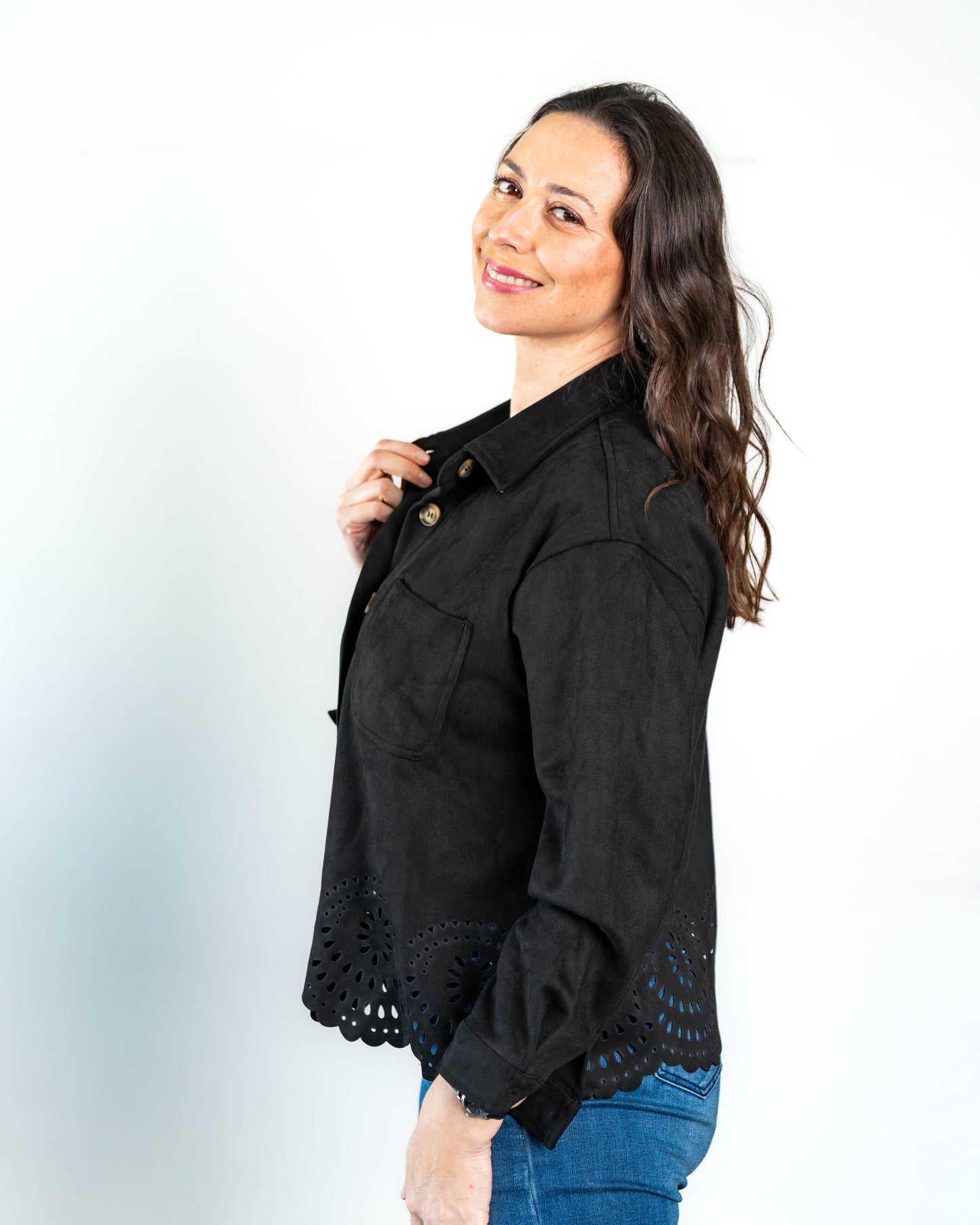 Chaqueta Gamuza Valeria Negro