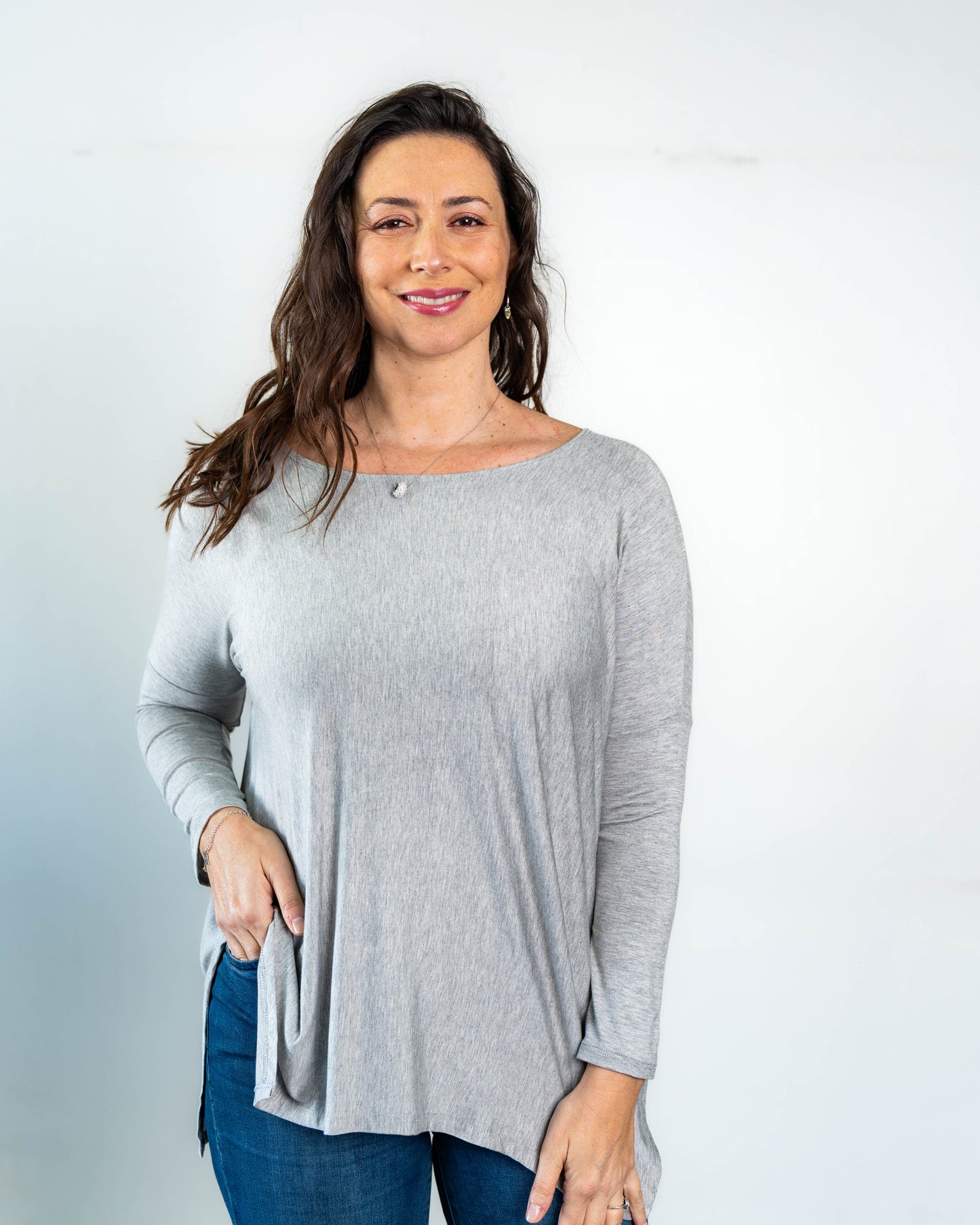 Polera Cony Manga Larga Gris