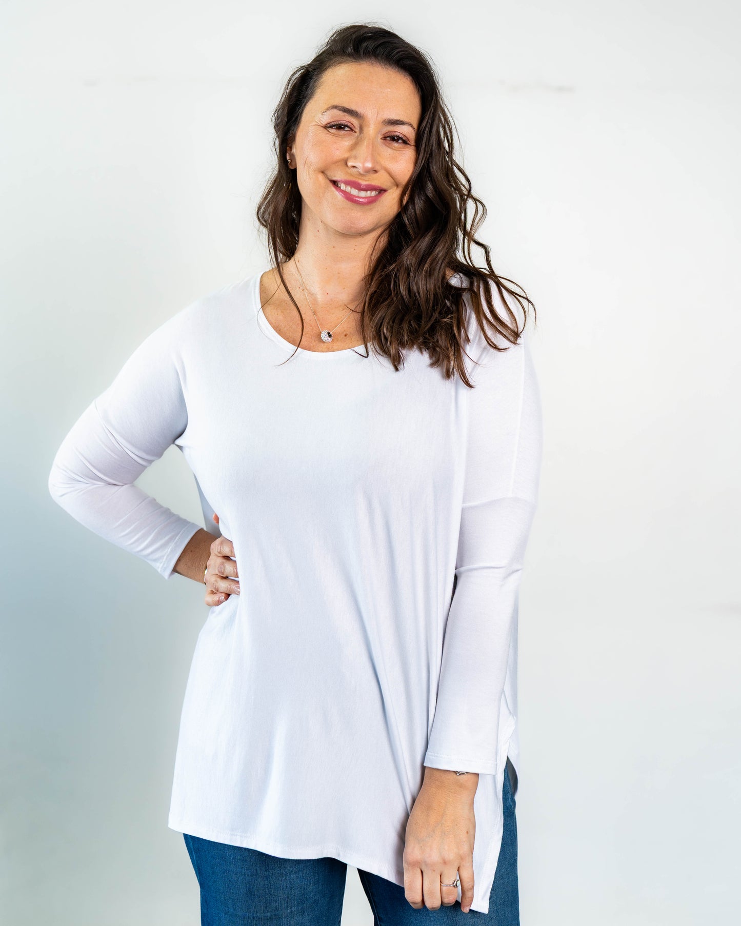 Polera Cony Manga Larga Blanco