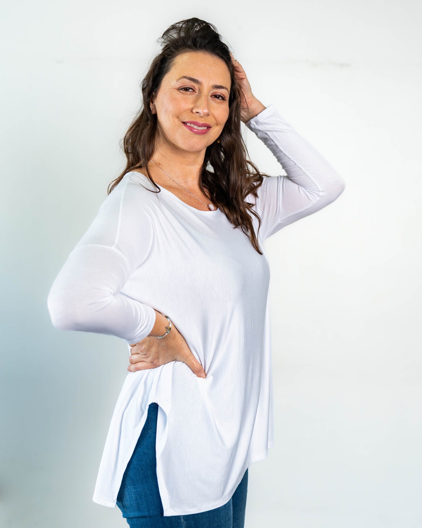 Polera Cony Manga Larga Blanco