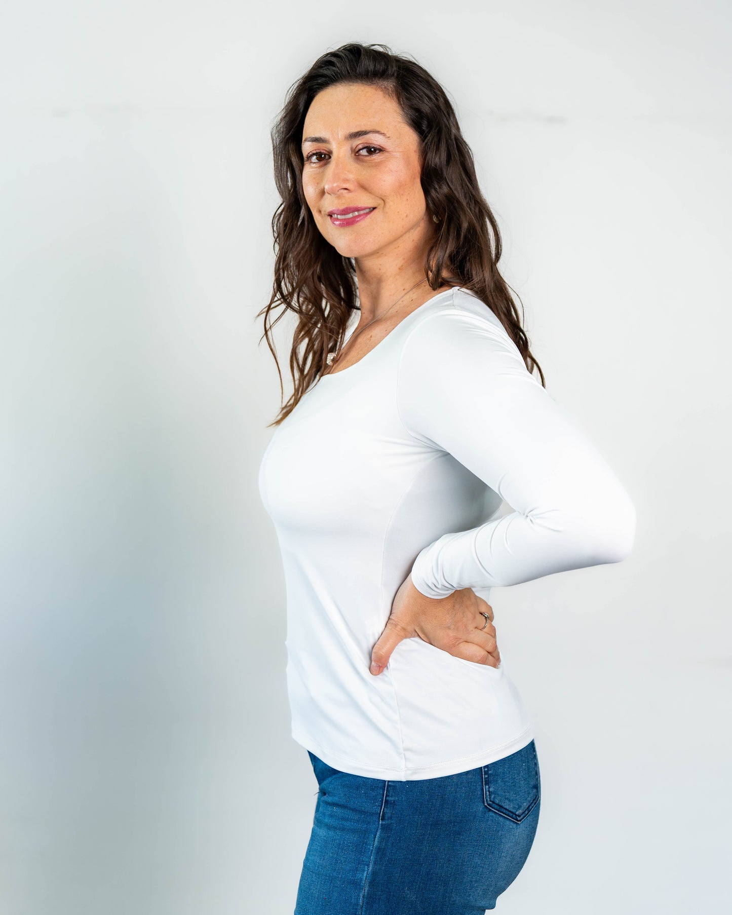 Polera Básica Manga Larga Lorena Blanco