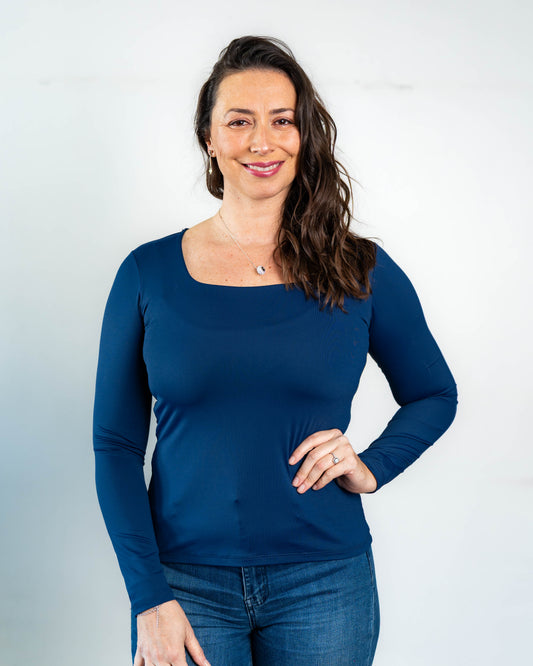 Polera Básica Manga larga Lorena Azul Rey