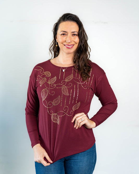 Polera Josefa Gold Burdeo
