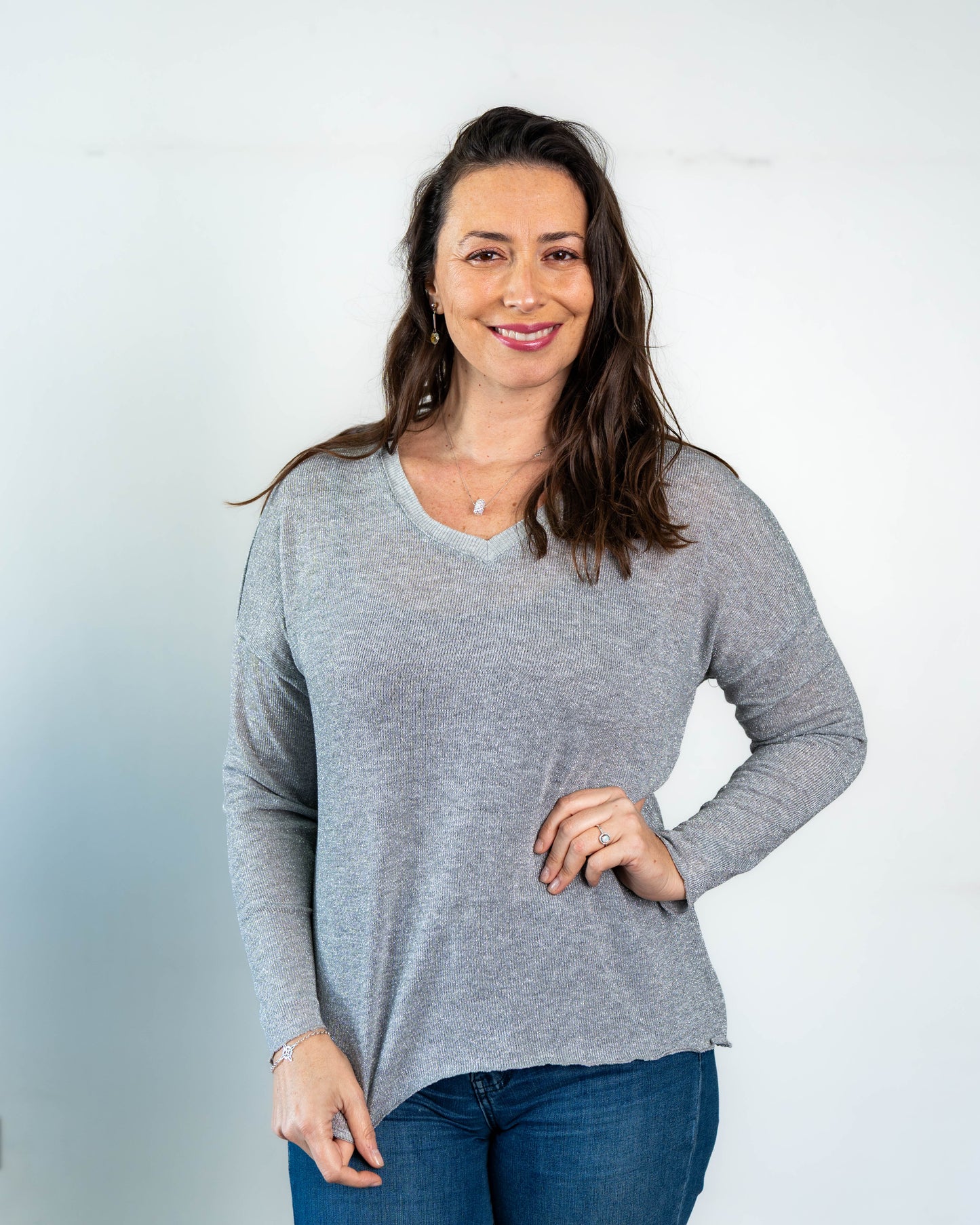 Sweater Cristina Lurex Gris