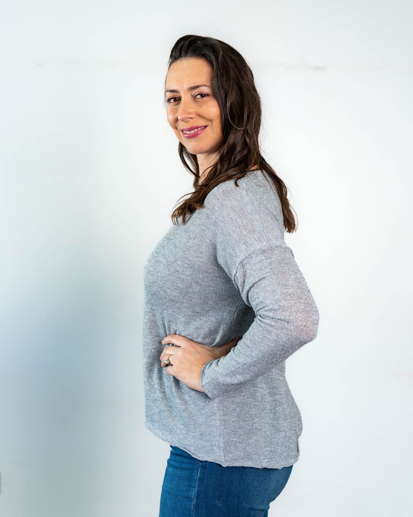 Sweater Cristina Lurex Gris