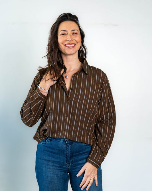Blusa Samanta Brillos Chocolate