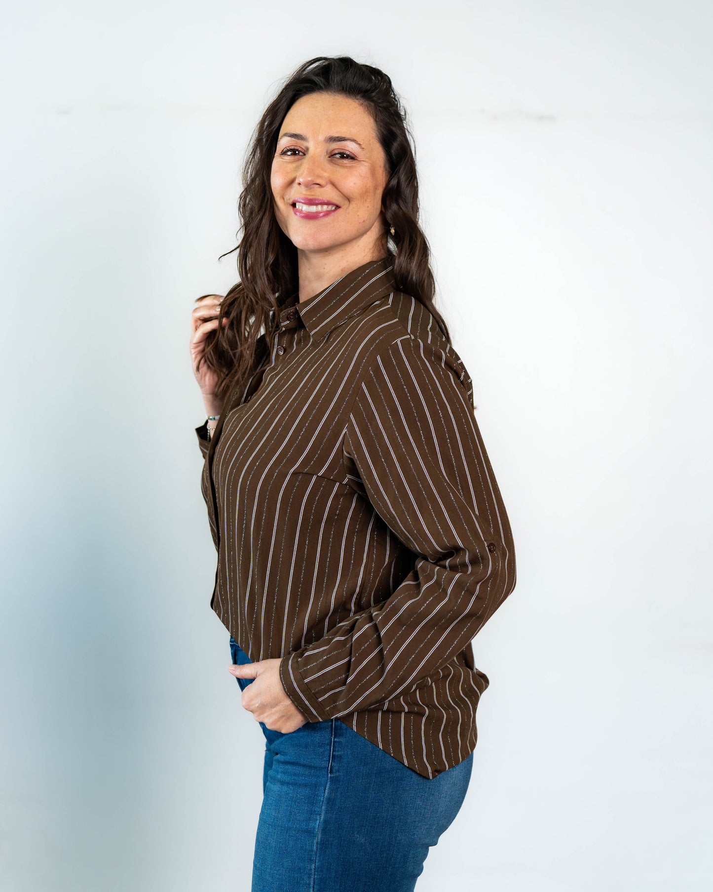 Blusa Samanta Brillos Chocolate