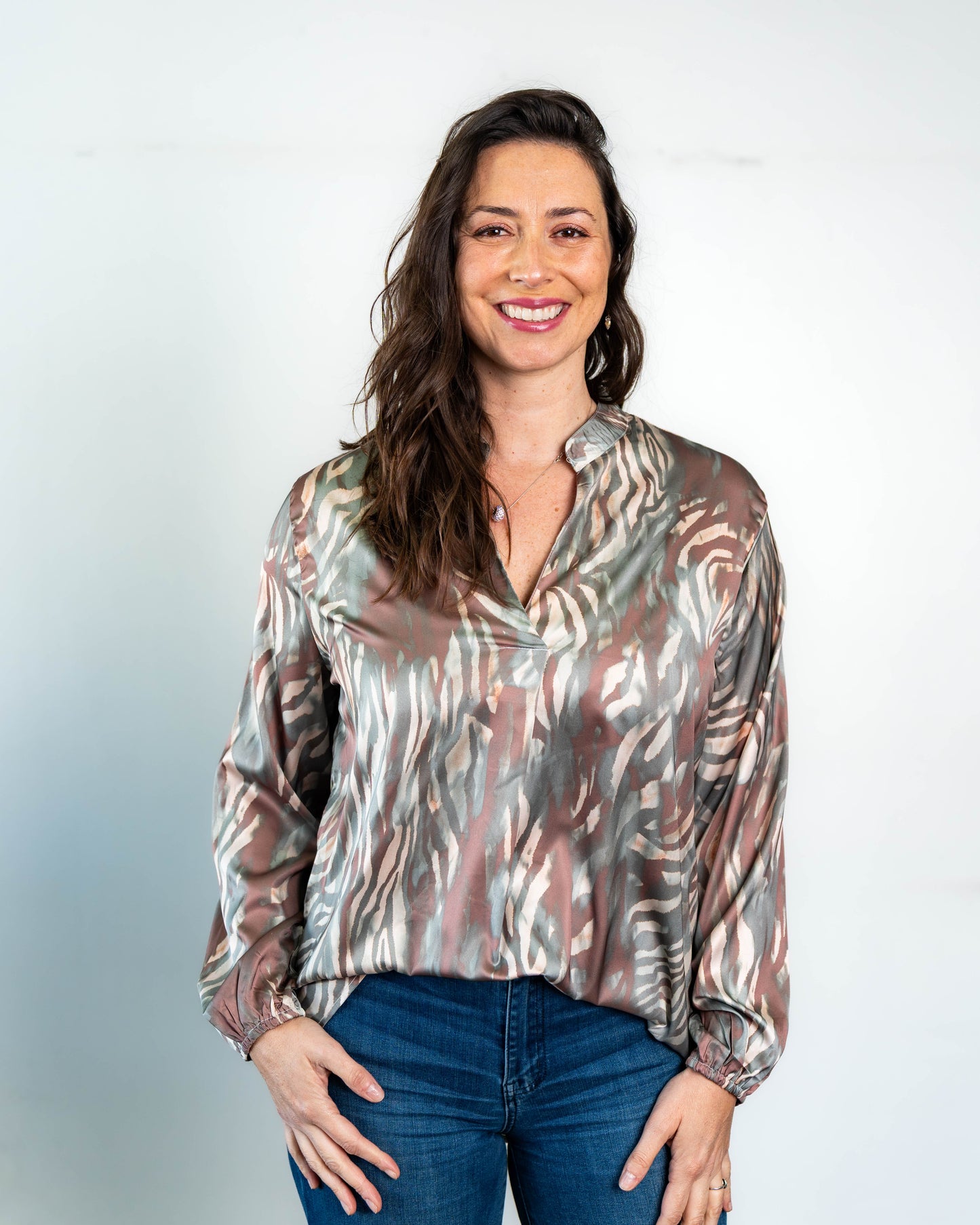Blusa Satinada Aqua Marina