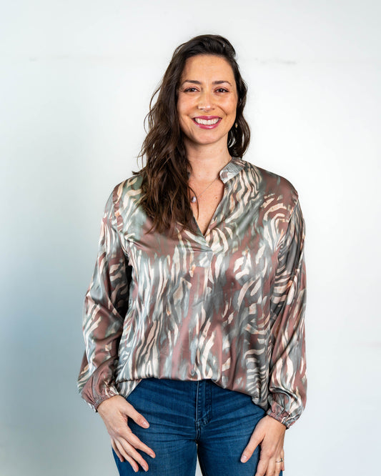 Blusa Satinada Aqua Marina