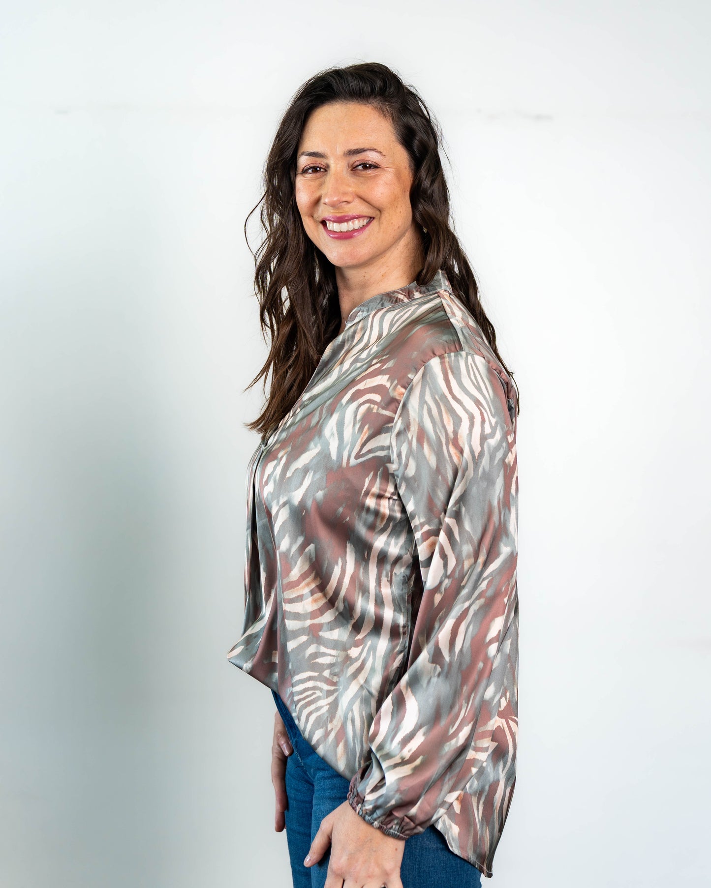 Blusa Satinada Aqua Marina