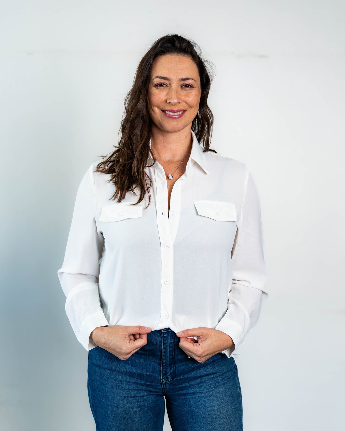 Blusa Lisa Dos Bolsillos Blanco