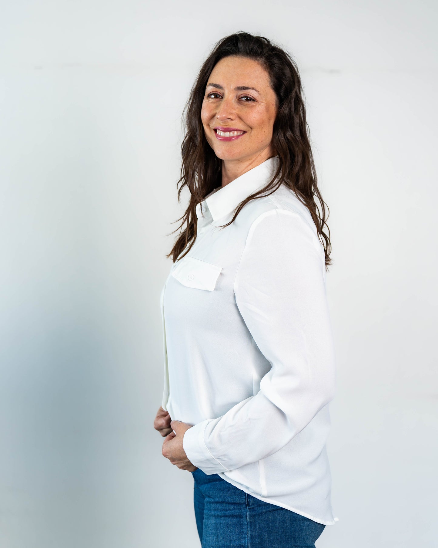 Blusa Lisa Dos Bolsillos Blanco