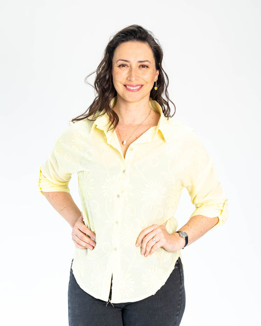 Blusa Bordada Pastel Amarilla