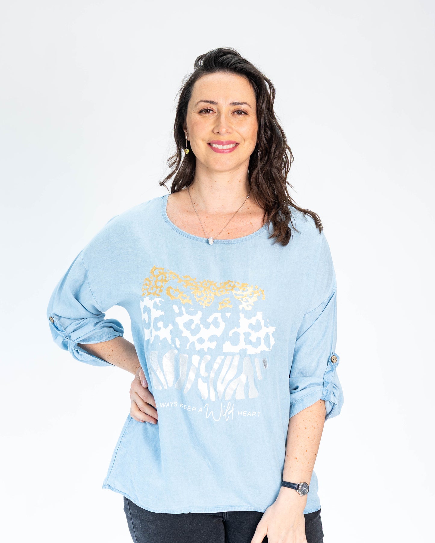 Polera Wild Heart Celeste
