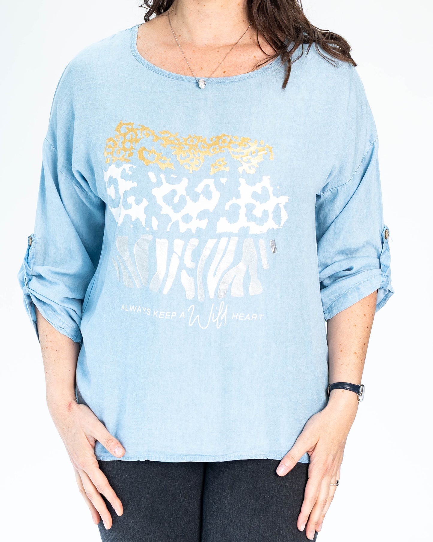 Polera Wild Heart Celeste