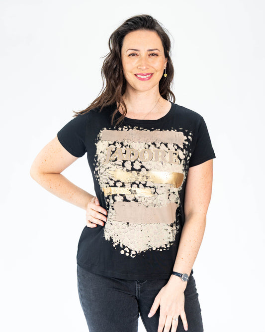 Polera Jadore Print Negra